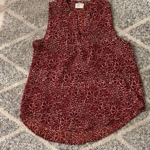 Sienna Sky Rust colored Dot Floral V-Neck Sleeveless Tank